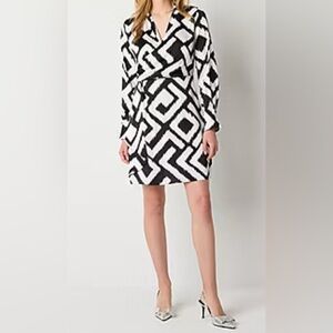 Worthington Womens Long Sleeve Shirt Dress Size Large New #1216